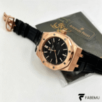 Audemars Piguet Royal Oak – Rose Gold – Black Dial – Leather Strap – Automatic Luxury Watch
