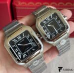 Cartier Santos de Cartier – Stainless Steel – Black Luminous Dial – Large & No‑Date Variant