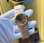 Omega Constellation Co‑Axial Chronometer – Two‑Tone Steel & Sedna/Rose Gold – Sun‑Brushed Brown Diamond Dial – Automatic Luxury Watch