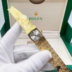 Rolex Precision / Cellini – Vintage Ladies Cocktail Watch – 18K Yellow Gold – Silver Champagne Sunburst Dial – Manual-Wind