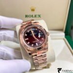 Rolex Day‑Date 40 – Cherry Red / Burgundy Ombré Diamond Dial – Everose Gold – Ref. 228235