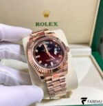 Rolex Day‑Date 40 – Cherry Red / Burgundy Ombré Diamond Dial – Everose Gold – Ref. 228235