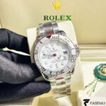 Rolex Yacht‑Master 40 – White Dial with Red Accents – Rolesium – Platinum‑Style Bezel – Ref. 16622 / 116622