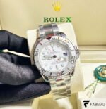 Rolex Yacht‑Master 40 – White Dial with Red Accents – Rolesium – Platinum‑Style Bezel – Ref. 16622 / 116622