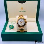 Rolex Cosmograph Daytona – Yellow Gold Style – White Dial – Gold Sub‑Dials