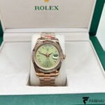 Rolex Day‑Date 40 – Everose Gold – Olive Green Roman Dial – Fluted Bezel – President Bracelet – Ref. 228235