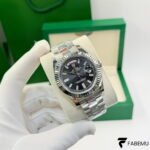 Rolex Day‑Date 40 – 18K White Gold – Bright Black Diamond Dial – Fluted Bezel – President Bracelet – Ref. 228239