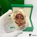 Rolex Day‑Date 40 – Everose Gold – Chocolate Sunburst Dial – Fluted Bezel – President Bracelet – Ref. 228235