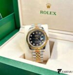 Rolex Datejust 41 – Yellow Rolesor – Bright Black Diamond Dial – Fluted Bezel – Jubilee Bracelet – Ref. 126333