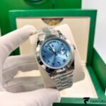 Rolex Day‑Date 40 – Ice Blue Arabic Dial – Platinum – Smooth Bezel – President Bracelet – Ref. 228206