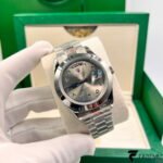 Rolex Day‑Date 40 – Silver / Rhodium Arabic Dial – Smooth Bezel – President Bracelet – Ref. 228206 / 228239