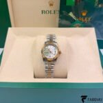 Rolex Lady‑Datejust 28 – White Roman Dial – Yellow Gold Fluted Bezel – Jubilee Bracelet – Ref. 279173