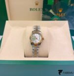 Rolex Lady‑Datejust 28 – White Roman Dial – Yellow Gold Fluted Bezel – Jubilee Bracelet – Ref. 279173