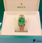 Rolex Datejust 31 – Olive Green Diamond Dial – Yellow Gold Diamond Bezel – Oyster Bracelet – Ref. 278343RBR