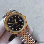 Rolex Datejust – Bright Black Diamond Dial – Yellow Gold Fluted Bezel – Jubilee Bracelet – Ref. 126333 / 126233